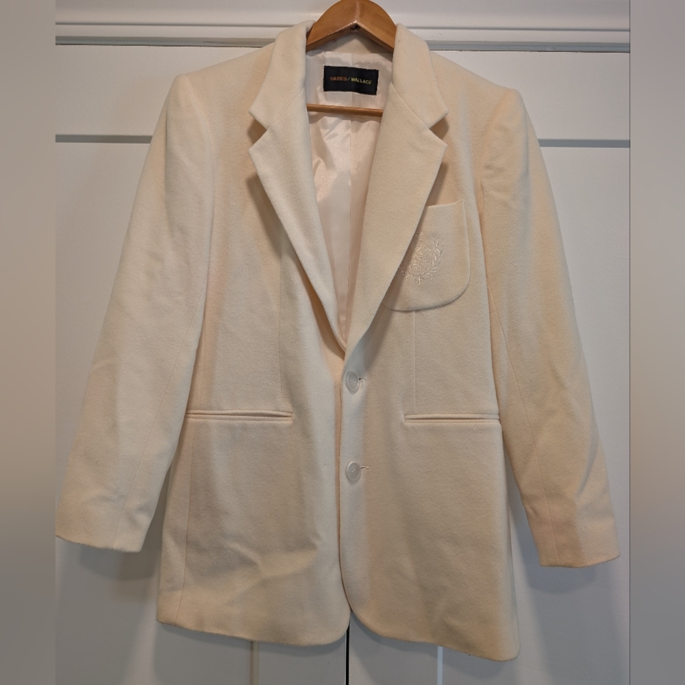 HARRIS/WALLACE Women's Merino Wool/ Lambswool Cream Blazer Size 6 - Picture 10 of 11